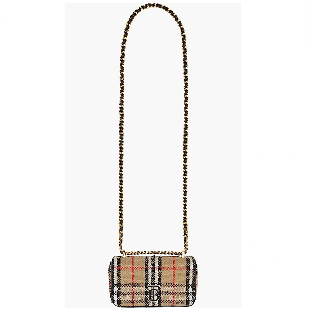 NEW🔥BURBERRY Mini Lola Woven Check Bag - Picture 7 of 16